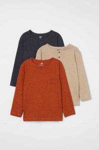 H&M 3-pack Shirts Jersey Kinder Dunkelgrau Dunkelblau | ALF-092561