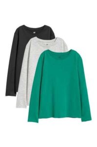 H&M 3-pack Shirts Jersey Kinder Khaki Grün Schwarz Grau | SBY-516793