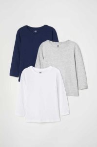 H&M 3-pack Shirts Jersey Kinder Weiß Blau Navy Blau | SWM-960358
