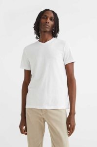 H&M 3-pack Slim Fit V-neck T-shirts Herren Weiß Türkis Blau | CEX-532786