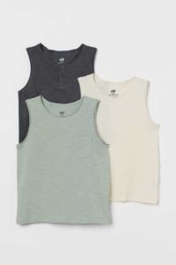 H&M 3-pack Slub Jersey Tank Oberteile Kinder Navy Blau Mintfarben Grün | JZO-426873