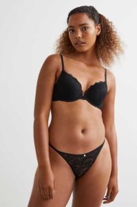 H&M 3-pack Spitze Tanga Briefs Unterwäsche Damen Schwarz | JZP-980415