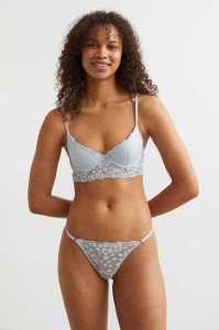 H&M 3-pack Spitze Tanga Briefs Unterwäsche Damen Hellblau Weiß | ZSW-693085