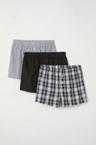 H&M 3-pack Woven Baumwoll Boxer Shorts Unterwäsche Herren Hellblau | XQB-587190
