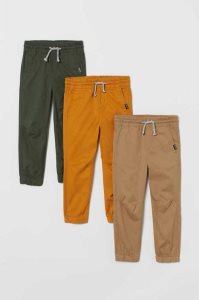 H&M 3-pack twill Jogginghose Kinder Khaki Grün | CHT-946521