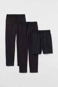 H&M 3-piece Set Sportbekleidung Kinder Schwarz | STL-706341