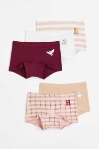 H&M 5-pack Baumwoll Boxer Briefs Unterwäsche Kinder Dunkelrot | KBW-396075