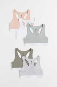 H&M 5-pack Baumwoll Bra Oberteile Kinder Hellgrün Helllila | EPF-746809