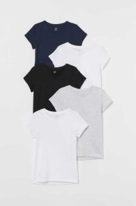 H&M 5-pack Baumwoll Hemd Kinder Rot Dunkelgrau Hellrosa | LIY-436029