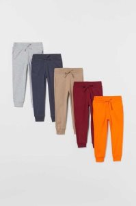 H&M 5-pack Baumwoll Joggers Jersey Kinder Braun Dunkelblau | YTQ-182094
