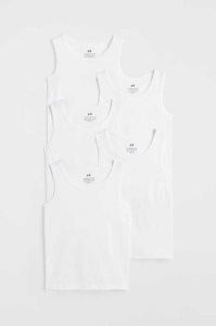 H&M 5-pack Baumwoll Tank Oberteile Kinder Weiß Schwarz Dunkelblau | GWF-598724