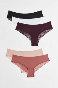 H&M 5-pack Jersey Hipster Briefs Unterwäsche Damen Schwarz Weiß | MOA-346907