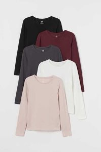 H&M 5-pack Jersey Oberteile Kinder Hellblau | DBP-736198