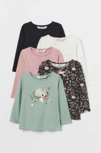 H&M 5-pack Jersey Oberteile Kinder Weiß | CAM-305476