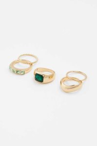 H&M 5-pack Ringe Damen Gold Grün | NSB-175984