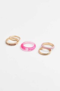 H&M 5-pack Ringe Damen Gold Helltürkis | YBI-396285