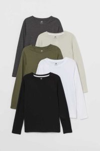 H&M 5-pack Shirts Jersey Kinder Dunkelblau | ZKU-174025