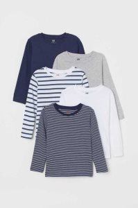 H&M 5-pack Shirts Jersey Kinder Rot Blau Dunkelgrau | KDF-941236
