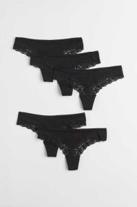 H&M 5-pack Tanga Briefs Unterwäsche Damen Schwarz | JFD-659321