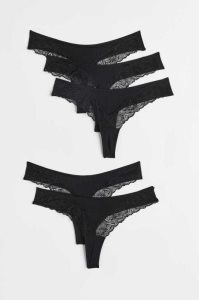 H&M 5-pack Tanga Briefs Unterwäsche Damen Rot Schwarz Hellbeige | ORV-682149
