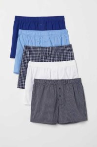 H&M 5-pack Woven Baumwoll Boxer Shorts Unterwäsche Herren Blau | ZOB-432195