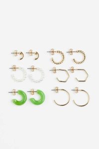 H&M 6 Pairs Hoop Ohrringe Damen Gold Grün | REU-184039