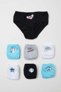 H&M 7-pack Baumwoll Briefs Unterwäsche Kinder Hellblau | OFG-390561