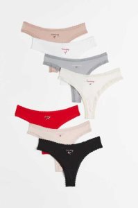 H&M 7-pack Jersey Brazilian Briefs Unterwäsche Damen Dunkelrosa Weiß Blau | CLK-804612