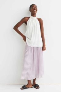 H&M A-line Chiffon Oberteile Damen Weiß | HDL-582760