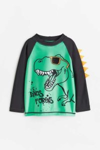 H&M Appliqued Shirt UPF 50 Bademode Kinder Grün | VUW-693084