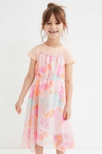 H&M Asymmetric Chiffon Kurzes Kleid Kinder Hellgelb | NID-037195