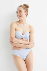 H&M Balconette Bikini Top Strandkleidung Damen Hellgrün Weiß | DTG-843910