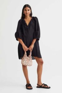 H&M Balloon-sleeved Kleider Damen Schwarz | VYK-320586