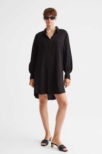 H&M Balloon-sleeved Shirt Kleider Damen Schwarz | BDK-203657