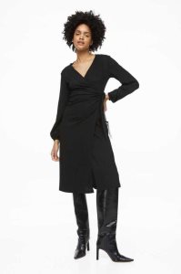 H&M Balloon-sleeved Wrap Kleider Damen Schwarz | PND-126345