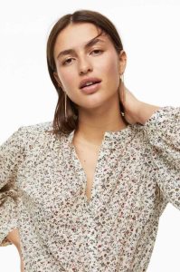 H&M Baumwoll Bluse Damen Dunkelgelb | BFM-512973