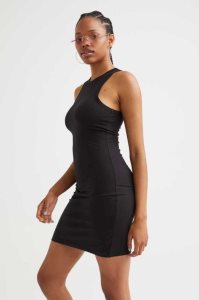 H&M Baumwoll Bodycon Kleider Damen Hellgrau Braun | OUS-425960