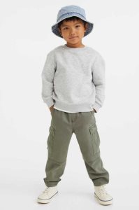 H&M Baumwoll Cargo Hose Kinder Khaki Grün | BMY-078461