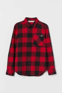 H&M Baumwoll Flannel Hemd Kinder Rot | HAG-263497