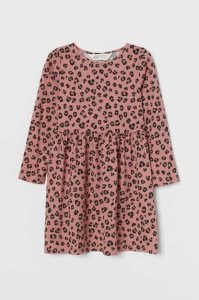 H&M Baumwoll Jersey Kurzes Kleid Kinder Rosa Türkis | GKU-702319
