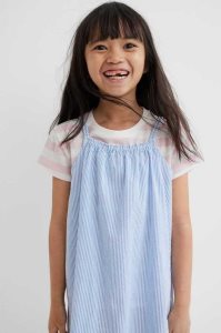 H&M Baumwoll Kurzes Kleid Kinder Blau | JNA-910243