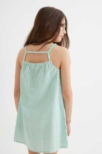 H&M Baumwoll Kurzes Kleid Kinder Grün | KCF-624508