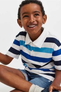 H&M Baumwoll Polo Hemd Kinder Weiß Grün | CYB-069425