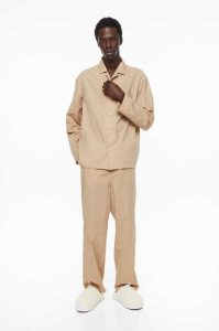 H&M Baumwoll Poplin Pajamas Loungewear Herren Beige | CQE-487015