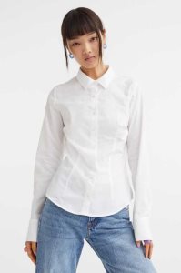 H&M Baumwoll Poplin Shirt Bluse Damen Hellblau | KSD-837246