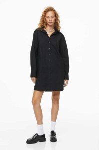 H&M Baumwoll Poplin Shirt Kleider Damen Blau | ICL-905648