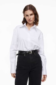 H&M Baumwoll Shirt Bluse Damen Weiß | TQJ-462807