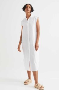 H&M Baumwoll Shirt Kleider Damen Hellblau | XBV-016982