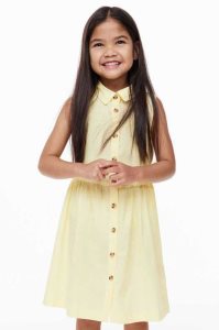 H&M Baumwoll Shirt Kurzes Kleid Kinder Hellgelb | JDY-271359