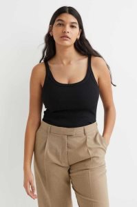 H&M Baumwoll Tank Oberteile Damen Hellblau | MBA-482953